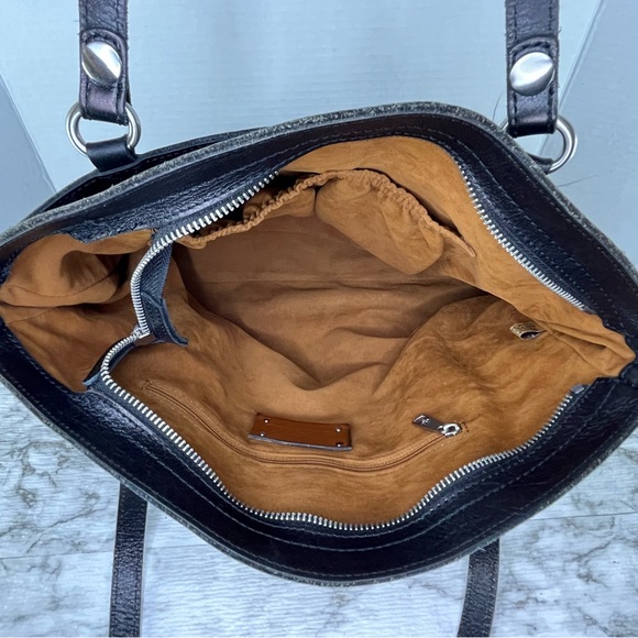 Patricia Nash Heritage Leather Poppy Tote Bag BLACK Shoulder Handbag Purse - Picture 7 of 13